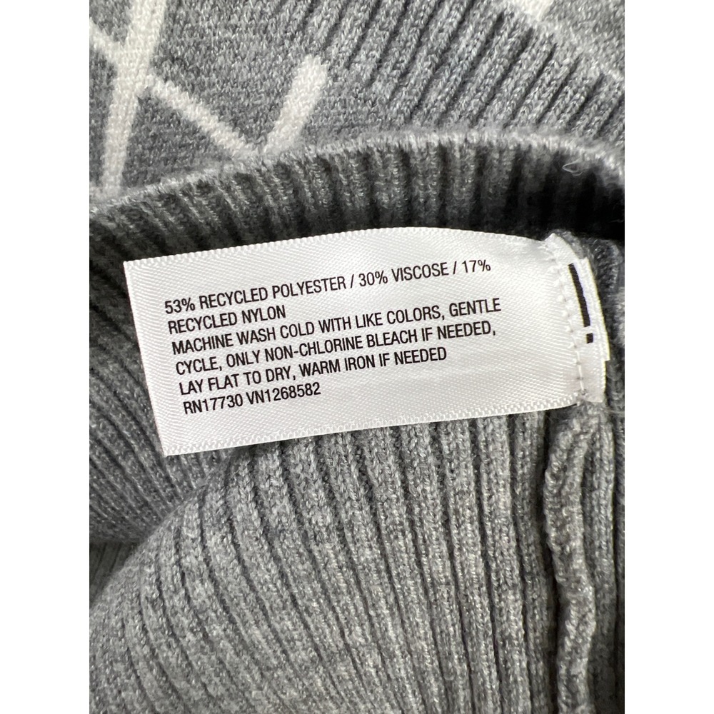 A New Day Cardigan Sweater Women XL Grey Windowpane Button Front V-Neck Pockets - Picture 6 of 11